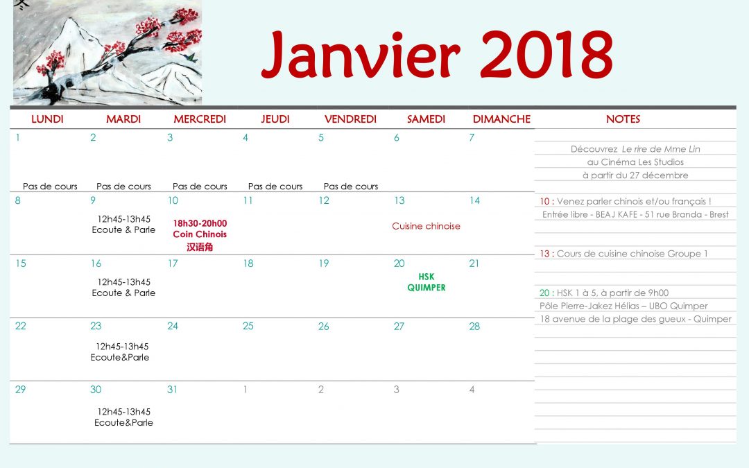 Planning Janvier 2018