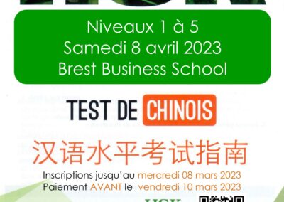 Examens HSK Brest samedi 30 mars 2024