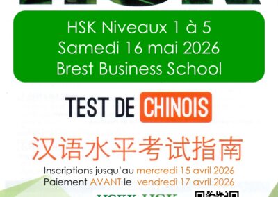 Examens HSK Brest samedi 16 mai 2026